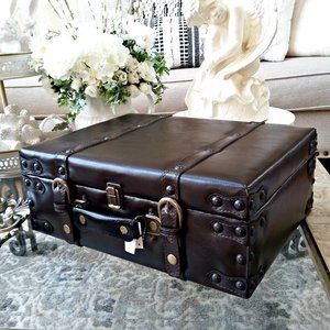 NEW! VINTAGE Inspired FAUX LEATHER SUITCASE DECOR